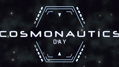 cosmonautics day with hud elements on digital screen