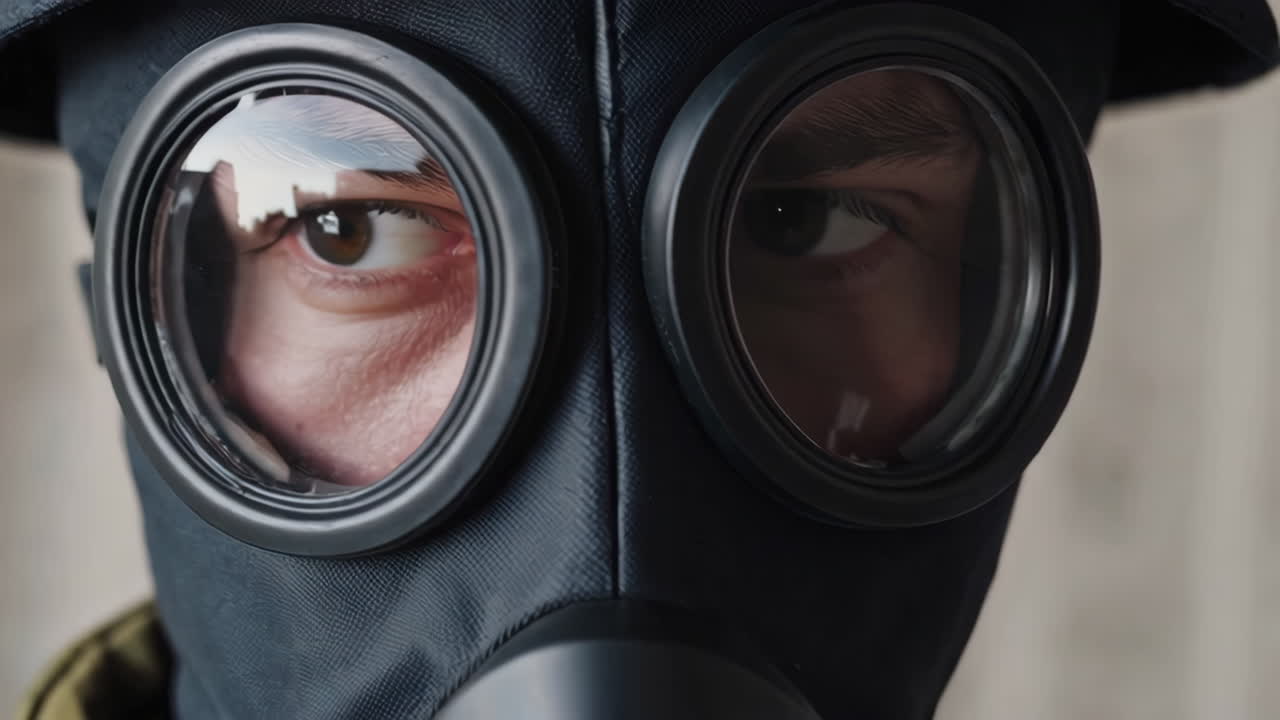 Person med gasmaske