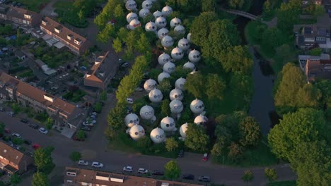 bolwoningen, also known as dome houses, are a group of unique and futuristic homes located in the netherlands, aerial