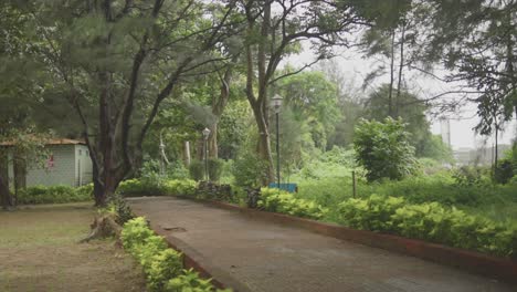 at the entrance of the house, a lush canopy of trees welcomes you, creating a serene and inviting atmosphere that blends nature and architecture harmoniously