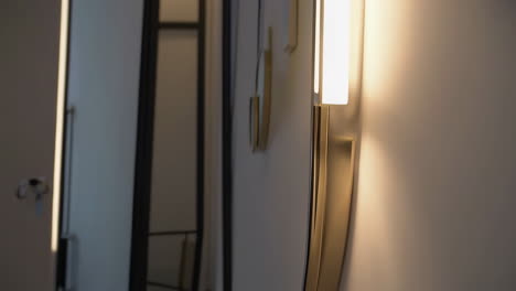 modern interior decor with wall mirror and lighting