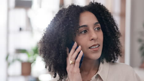 Phone-call,-fight-and-angry-woman-in-living-room