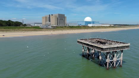 drone footage over sizewell b reactor and electrical infrastructure in england