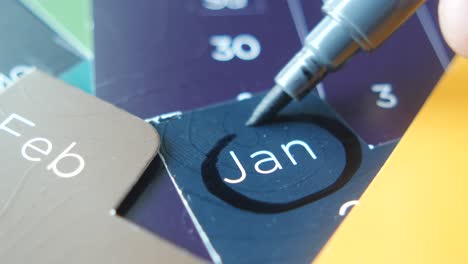 close-up of a calendar page with january highlighted