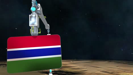 la placa de la bandera de gambia excavada en el planeta.