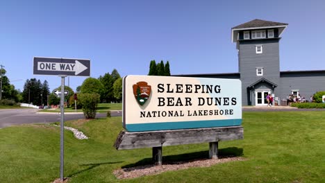 sleeping bear dunes national lakeshore sign at the phillip a