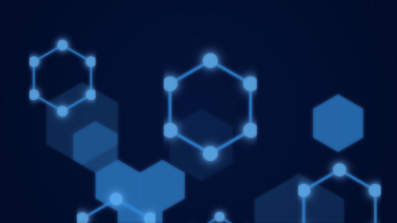 Fundo Digital Abstrato com Rede Hexagonal Azul Brilhante