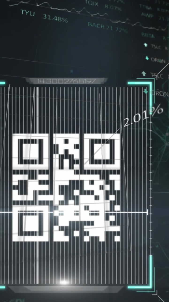 Animation of qr code and connections on black background