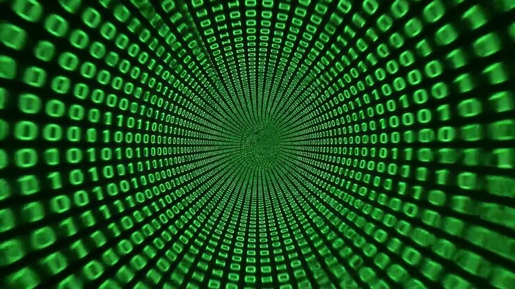 Digital Binary Code Tunnel Moving Through Cyberspace