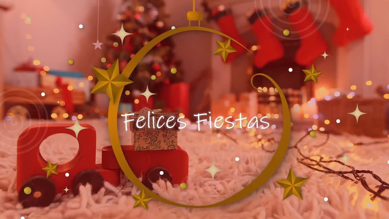 animación de las estaciones navideñas saludos en español sobre decoraciones navideñas