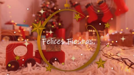 Animation-Von-Weihnachtsgrüßen-Auf-Spanisch-über-Weihnachtsdekorationen