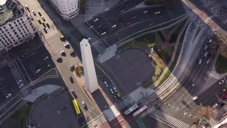 aerial tilt down ascendent over top of obelisk monument in buenos aires city