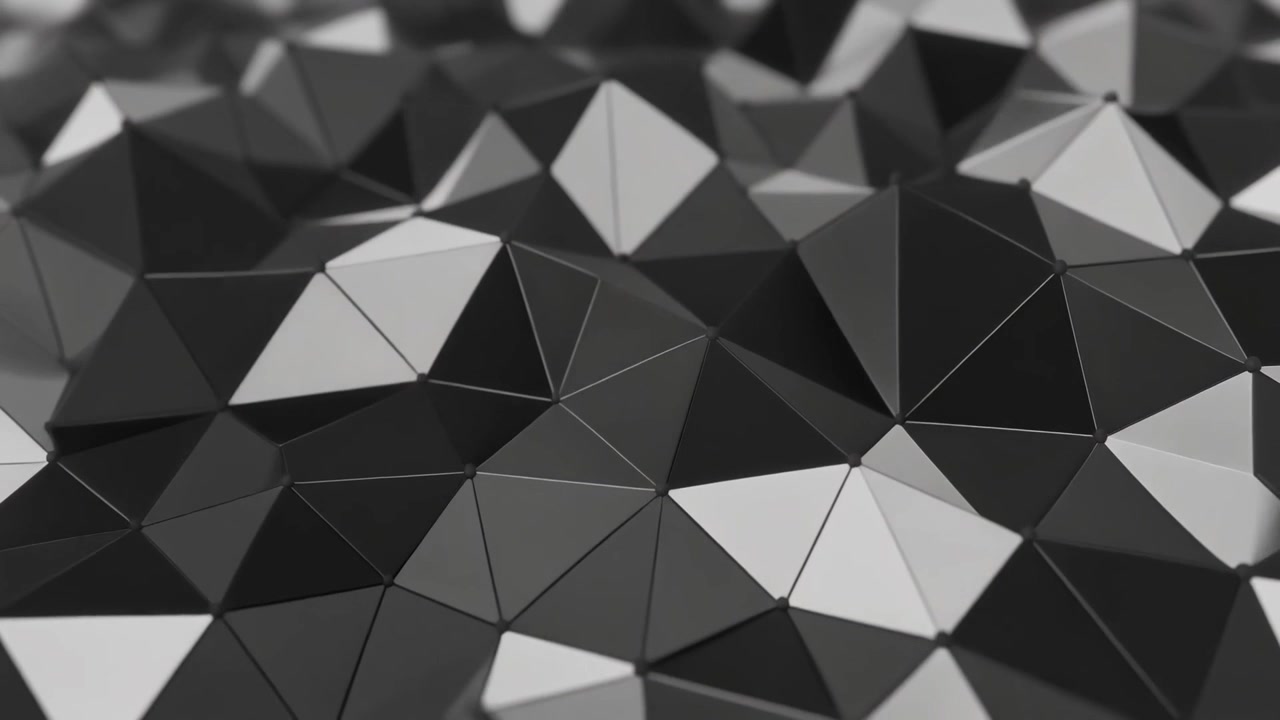 Abstract Geometric Low Poly Surface Moving in Monochrome