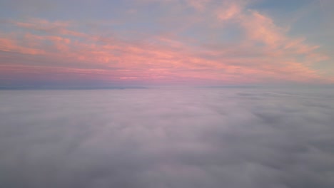 amazing view over clouds at sunset