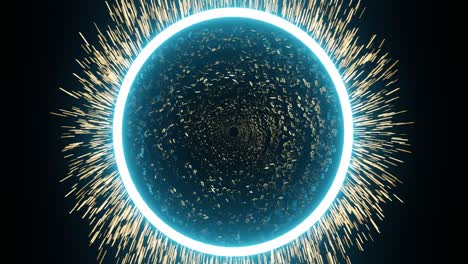 portal abstracto a lo desconocido. anillo azul de energía con chispas amarillas. fondo