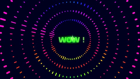 palabras pulsantes wow contra el fondo de las ondas sonoras