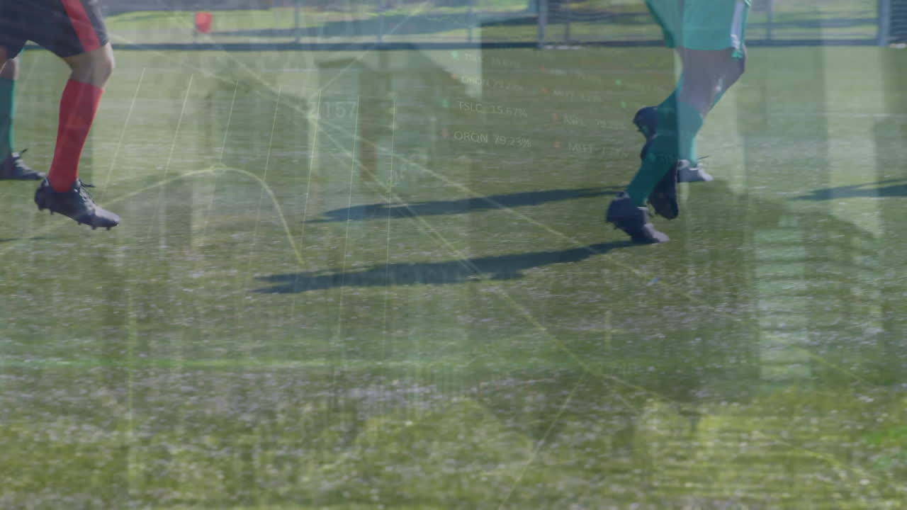 다양한 남성 축구 선수들이 운동하는 데이터를 처리하는 애니메이션