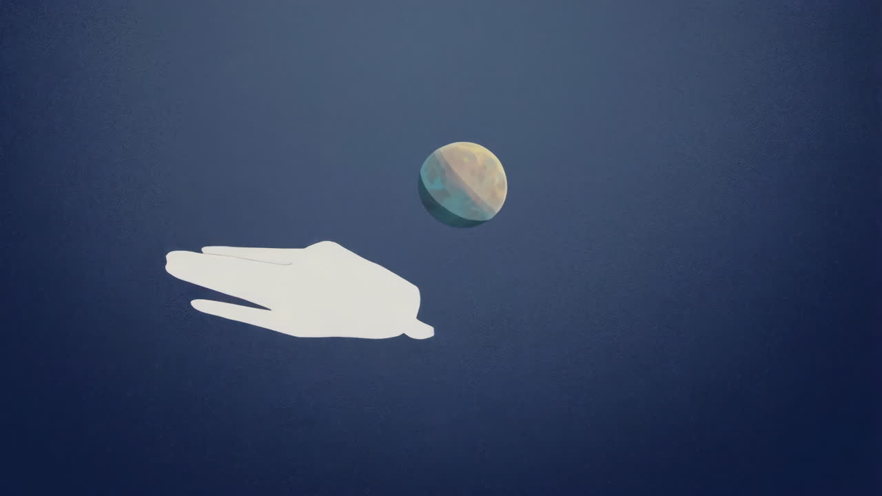 Abstract Hand and Celestial Object in Space