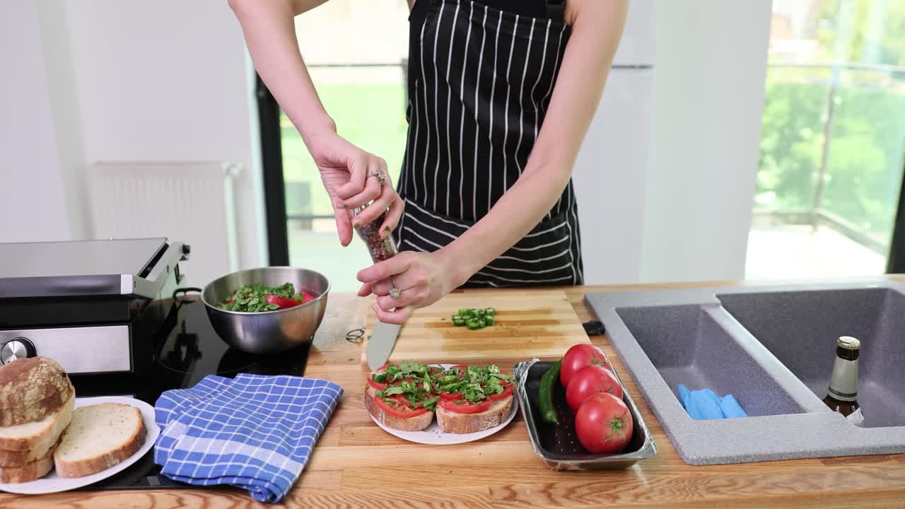 Making sandwiches in the kitchen