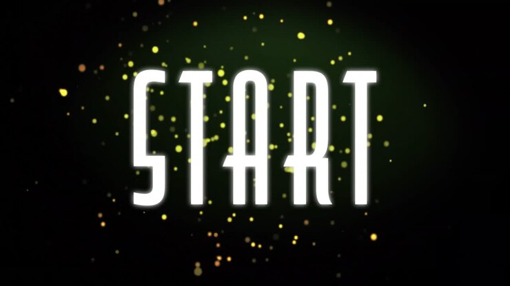 START text animation over glowing particles on dark background