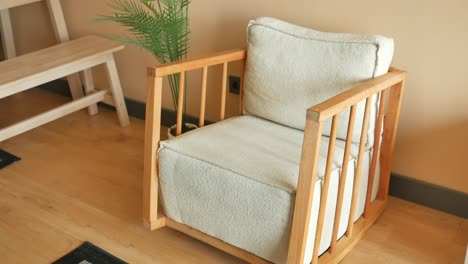 wooden armchair in a living room