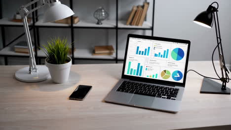 laptop displaying data analytics on a modern desk setup