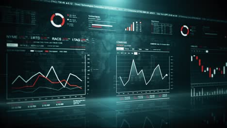 High technology interface background for stock market information. Seamless loop.