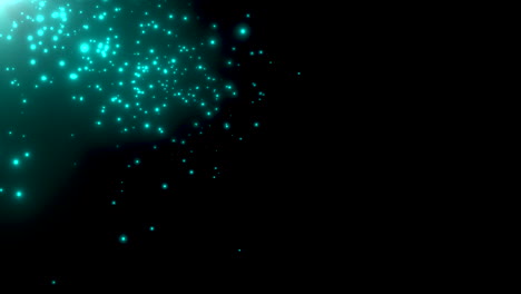 campos de estrellas azules cinematográficas y brillos de moscas en la galaxia