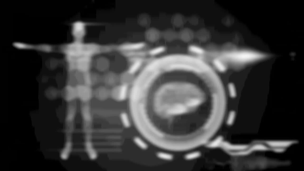 Human face model and molecular structures floating against medical data processing