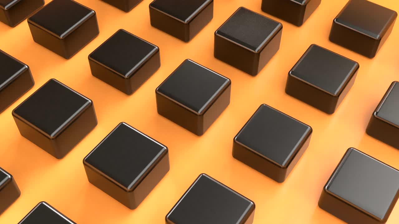 오렌지색 배경에 검은 상자 3d, 오렌지 색 배경, 패키지 템플릿, 현재 상자, 3d 모양, 원활한 루프 4k