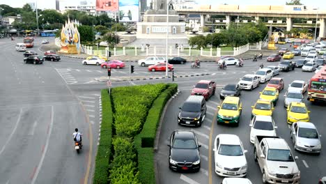 traffic at victory monument in bangkok, thailand.