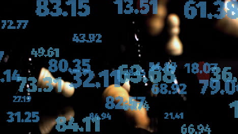 animating financial data and stock market trends over blurred background