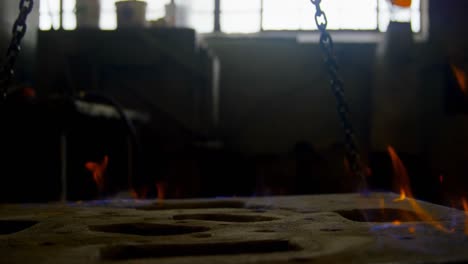 close-up of mold heating in foundry workshop 4k