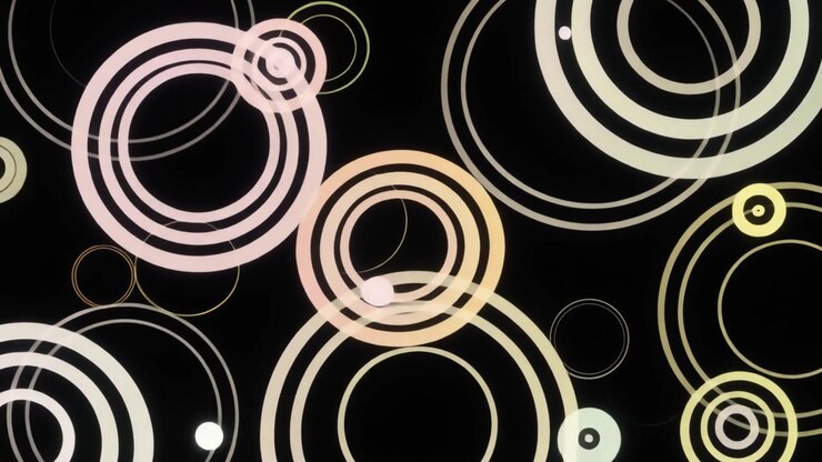 Abstract Animation of Expanding Glowing Concentric Circles on Black Background