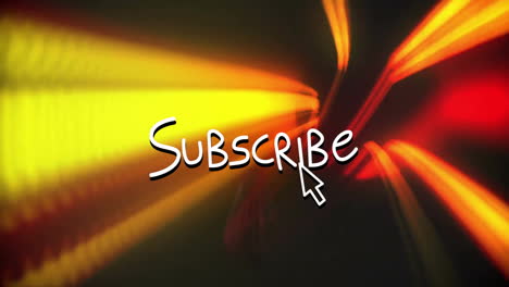 Subscribe text being highlighted in animated illustration, with sweeping red yellow light streaks