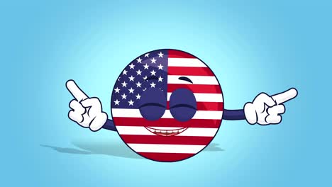 cartoon usa icon flag united states of america  dance with face animation