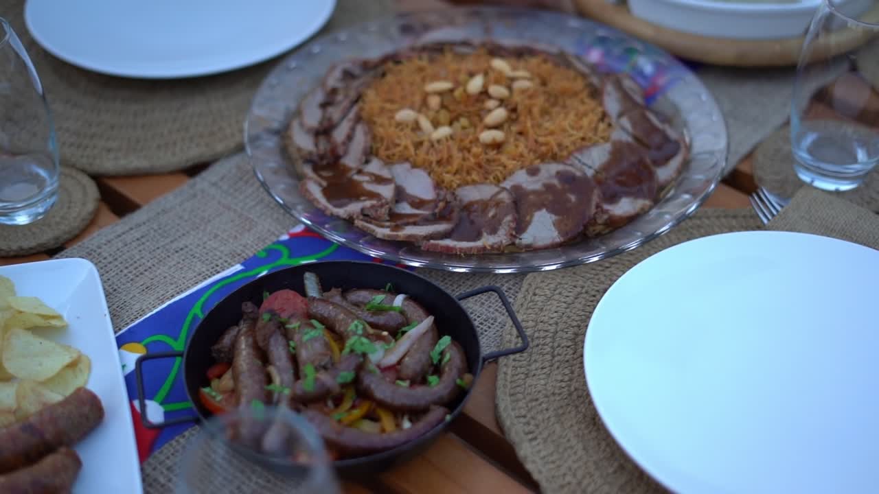 View of a Egyptian lunch, close up shot, high angle shot