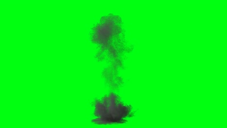 exploision isolate on green screen 4k. dust. realistic fire simulation.