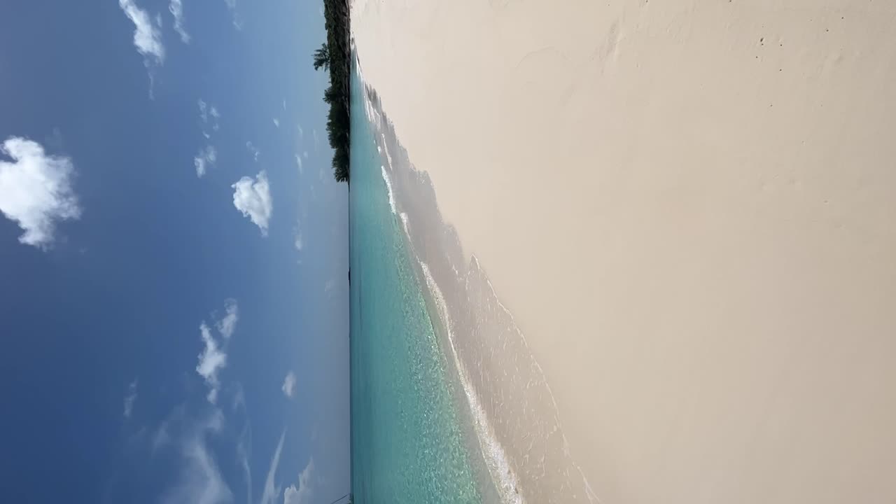 Video shot of the waves coming to shore with a blue sky