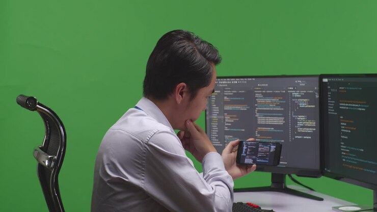Programmer working on code on a computer