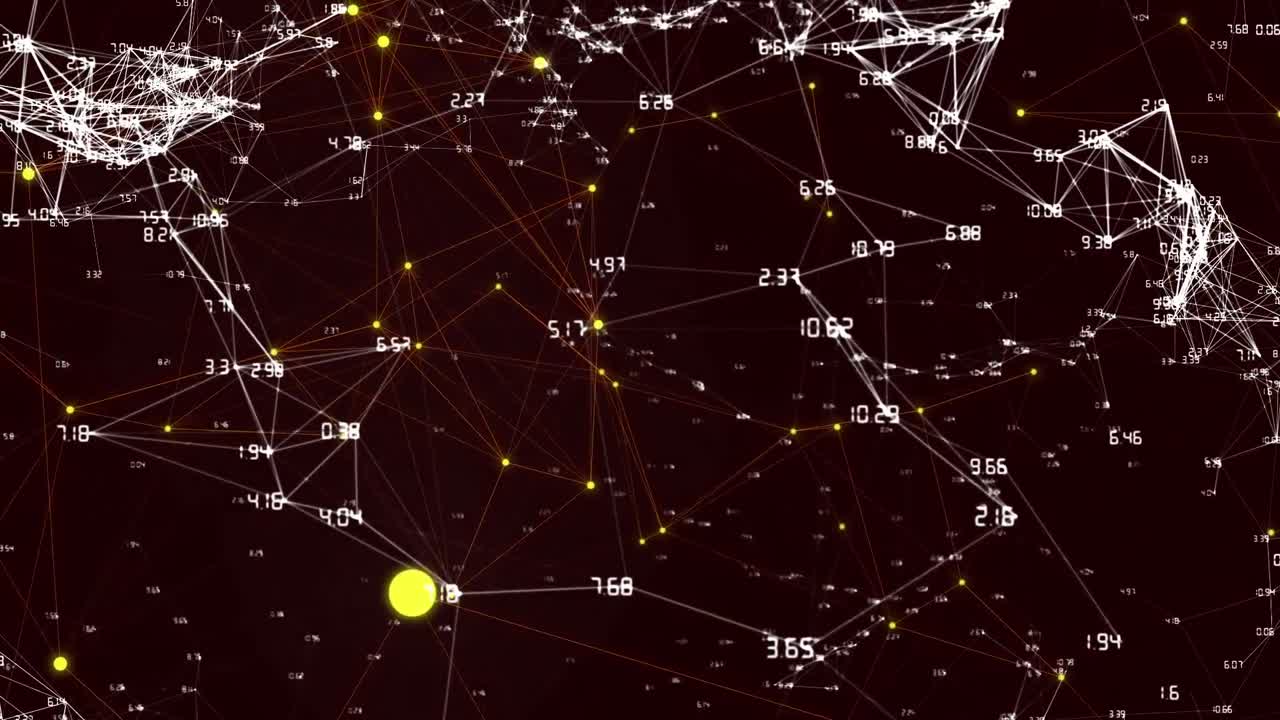 animación de números cambiando el procesamiento de datos con red de conexiones