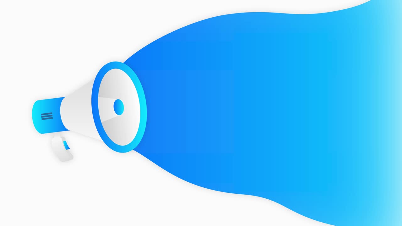 백색 바탕에 파란색 물체와 함께 메가폰  5 카운트다운 템플릿 모션 그래픽