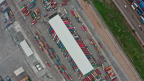 modern industrial port with containers from aerial view