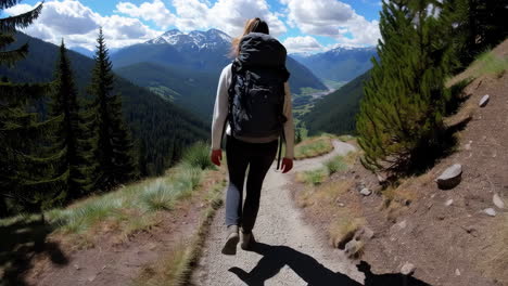 hiking woman in mountain landscape