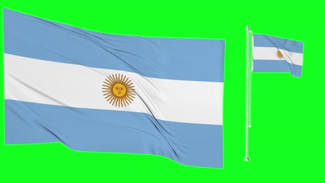 green screen waving argentina flag or flagpole