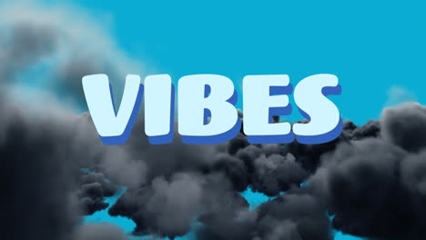 animación de vibraciones texto sobre el cielo con nubes
