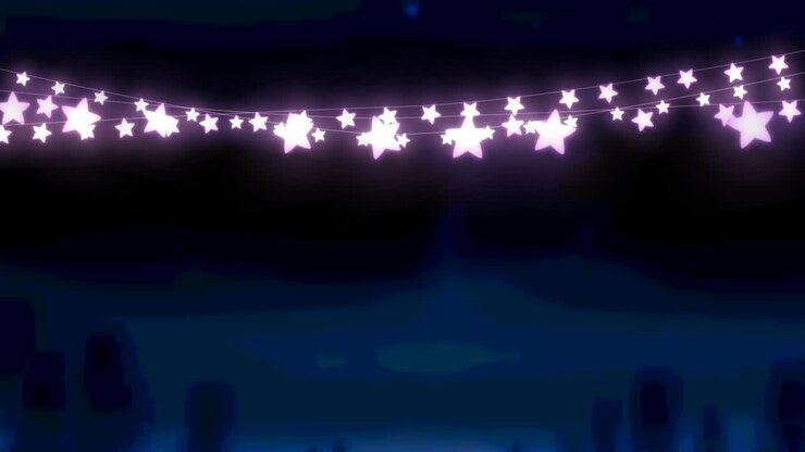 Animation of glowing fairy lights over black background