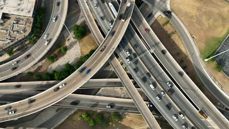 descending top down aerial of freeway in san antonio texas