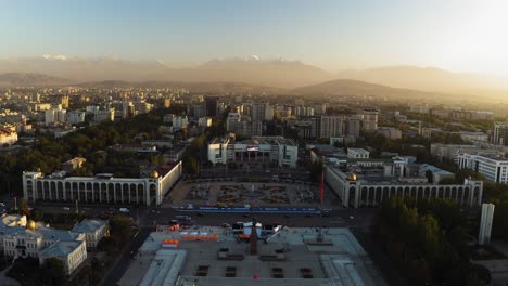bishkek - drone fly over ala too square - kyrgyzstan capital