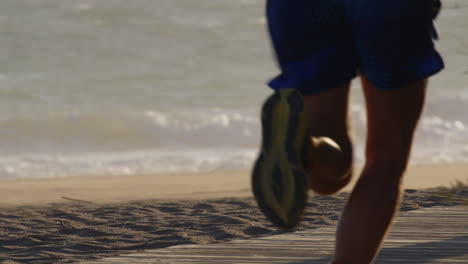 running on the beach at sunset